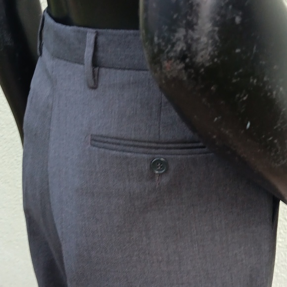 GIORGIO VALENTINI MEN'S GREY FRONT FLAT TROUSERS  W/TOLLEGNO 1900 LUXURY FABRIC - Picture 6 of 17